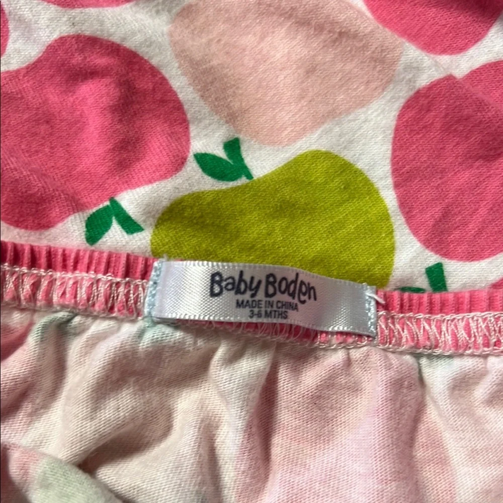 Mini Boden vintage Apple Print Dress and Bloomers Set stitching detail vintage